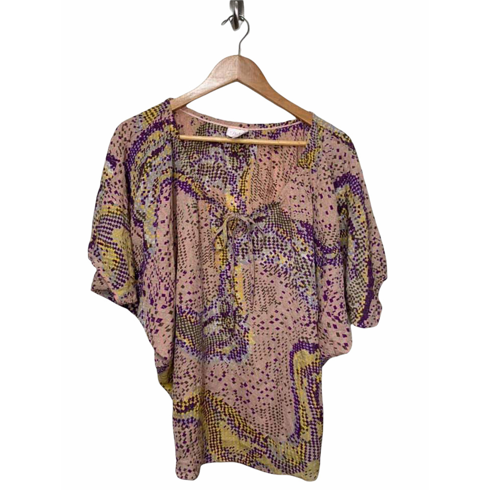 Parker Silk Pink Metallic Dolman Sleeves‎ Blouse Small